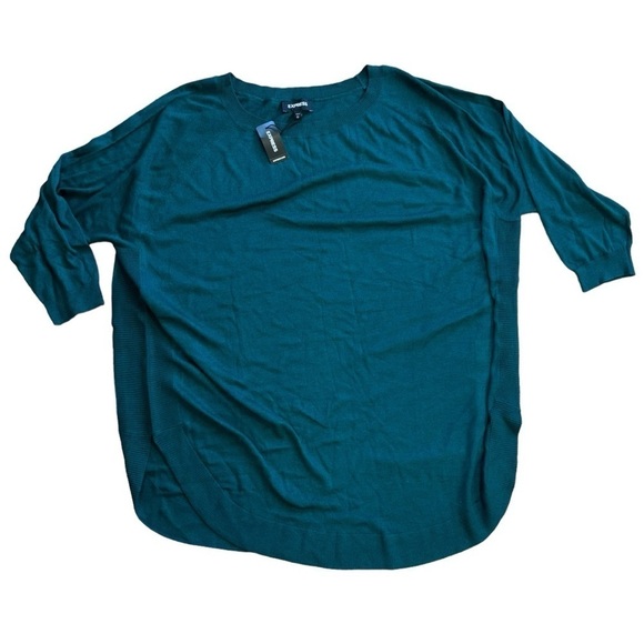 Express NWT Women’s XL Tunic Top Forest Green 3/4 Sleeves Preppy Feminine Classy - Picture 8 of 16